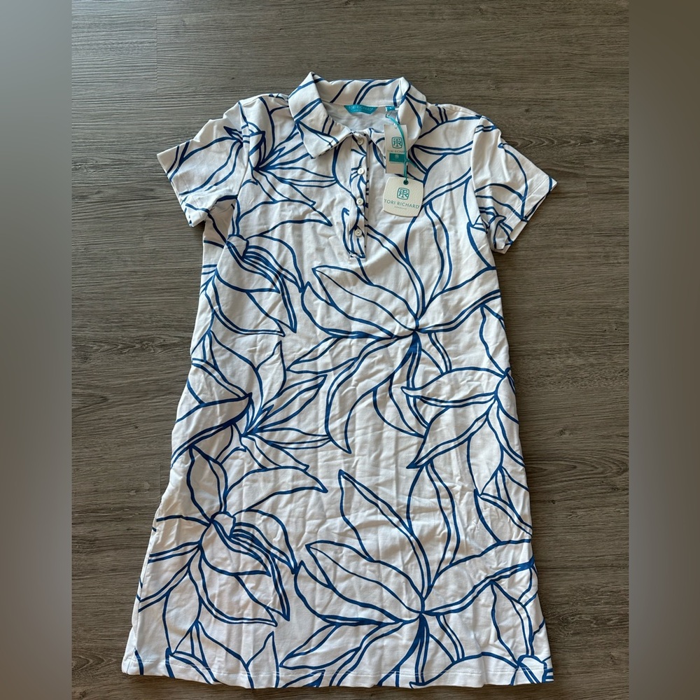 Tori Richard Navy and White Floral Dress